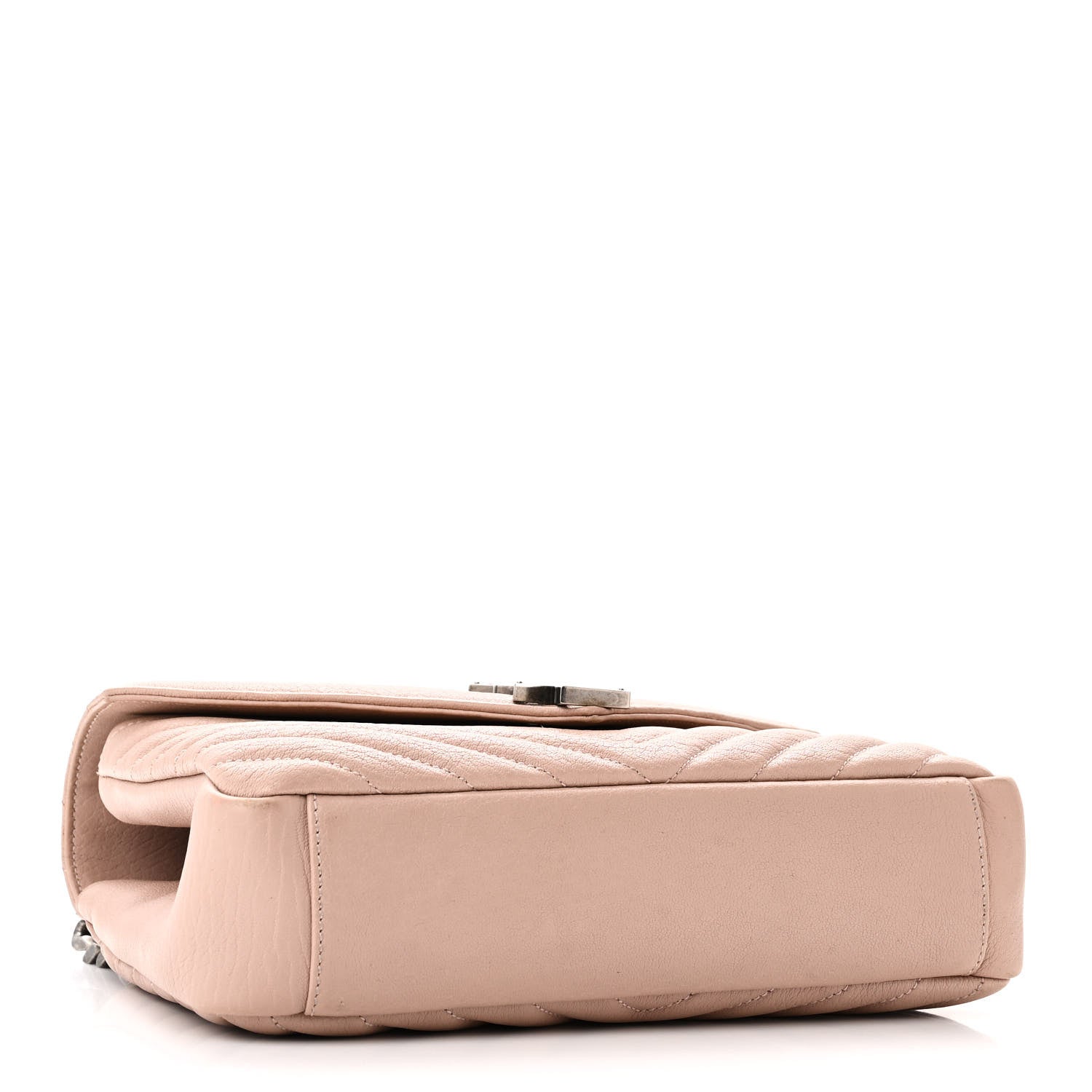 Saint Laurent Sheepskin Matelasse Chevron Monogram Medium College Bag Rose Poudre 4 of 10