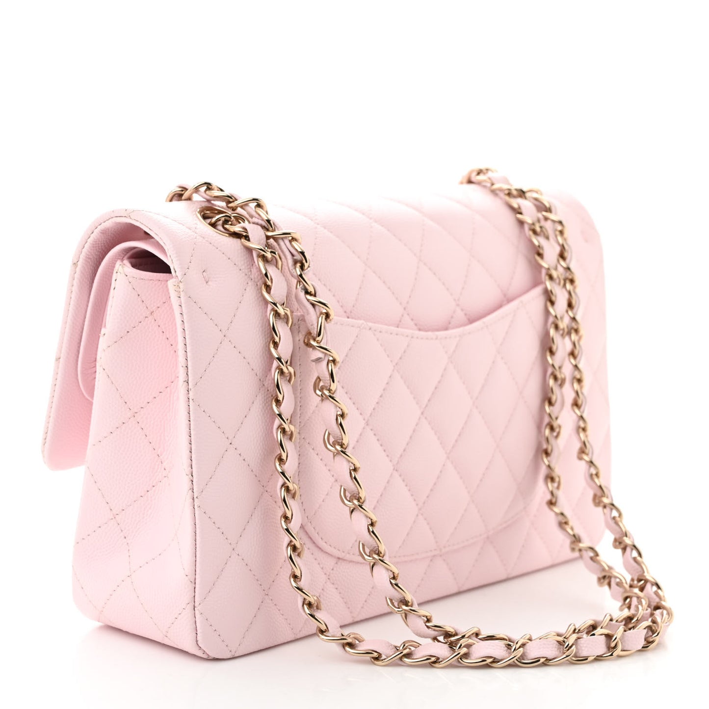 Caviar Quilted Medium Double Flap Light Pink