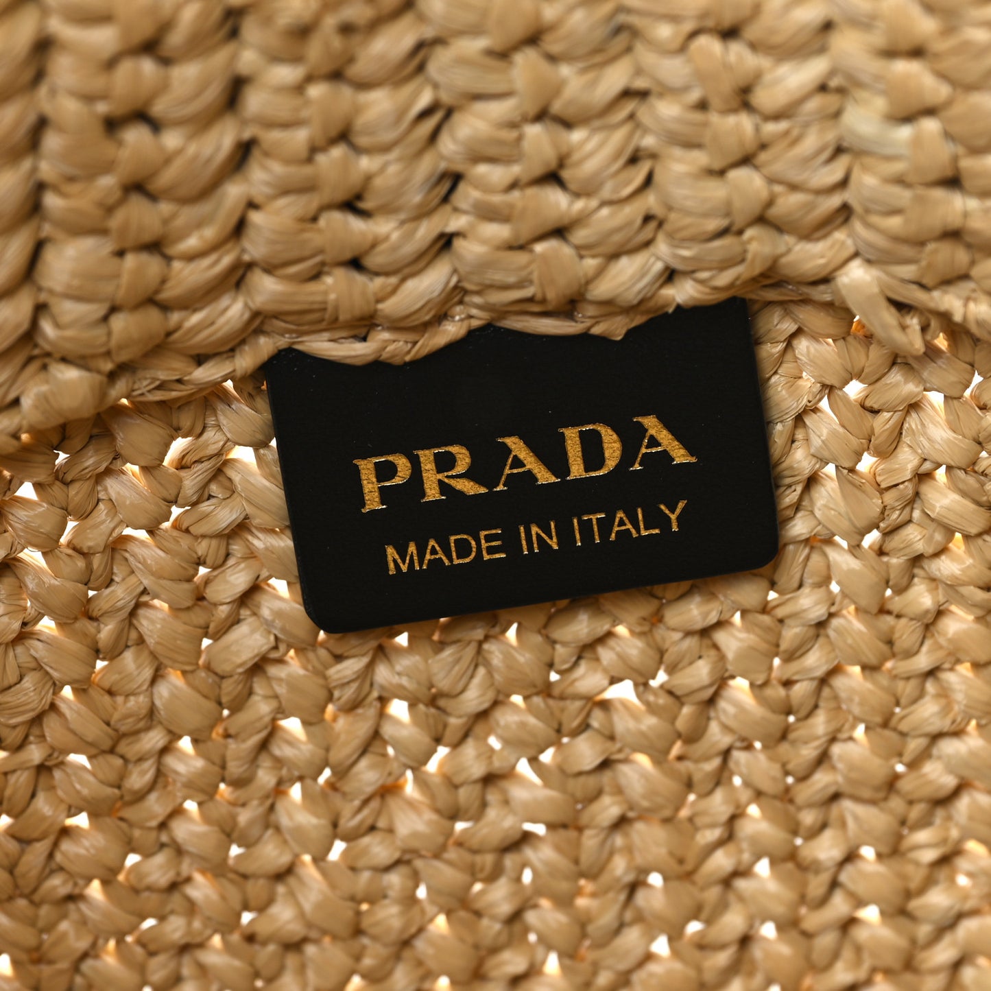 Yarn Raffia Effect Crochet Embroidered Logo Tote Naturale