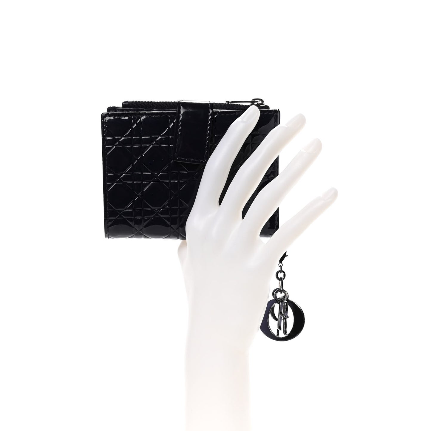 Patent Cannage Lady Dior Eden Wallet Navy Blue