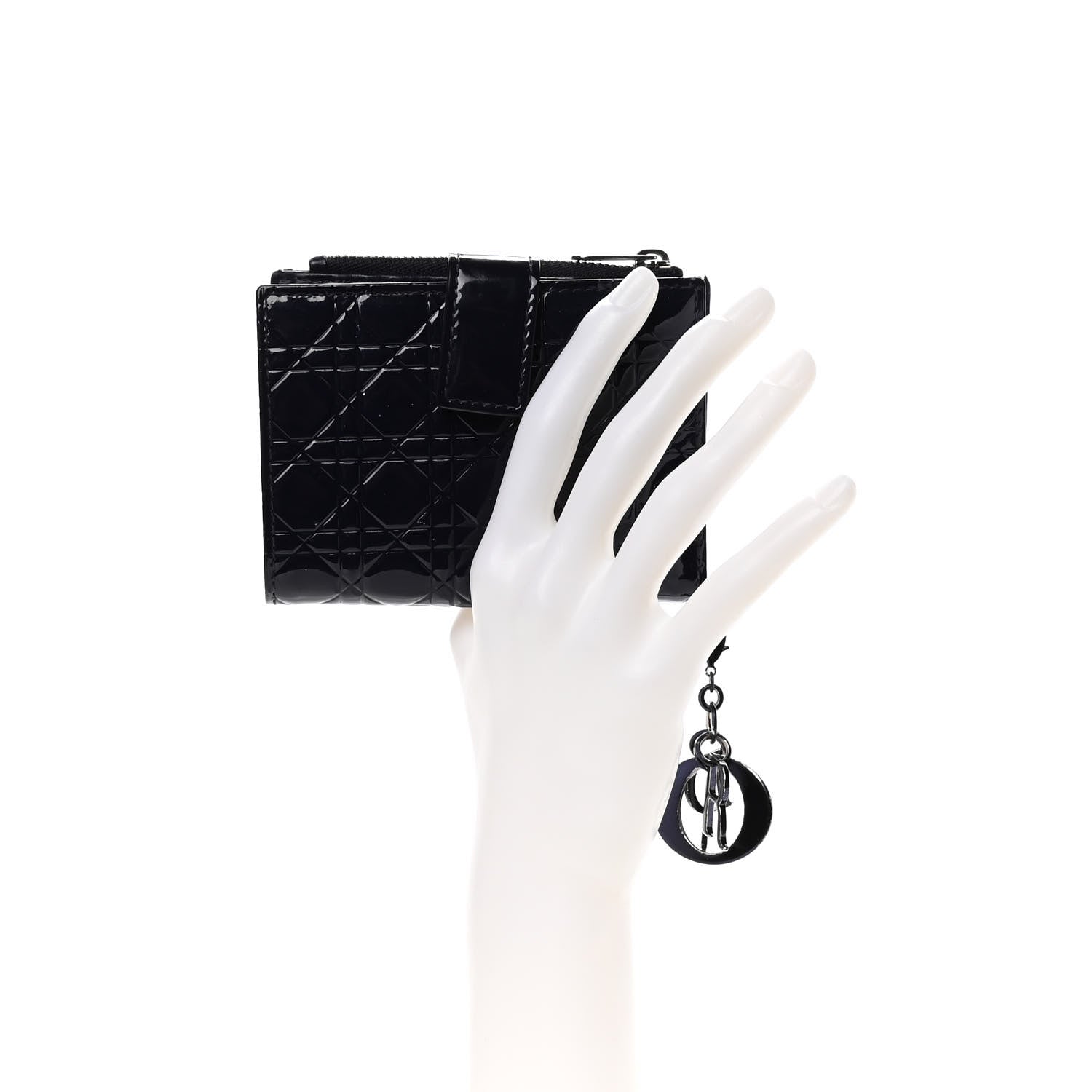 Christian Dior Patent Cannage Lady Dior Eden Wallet Navy Blue 2 of 11