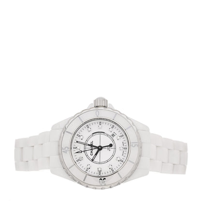 Chanel Stainless Steel Ceramic Diamond 33mm J12 Quartz Watch White 2 of 4