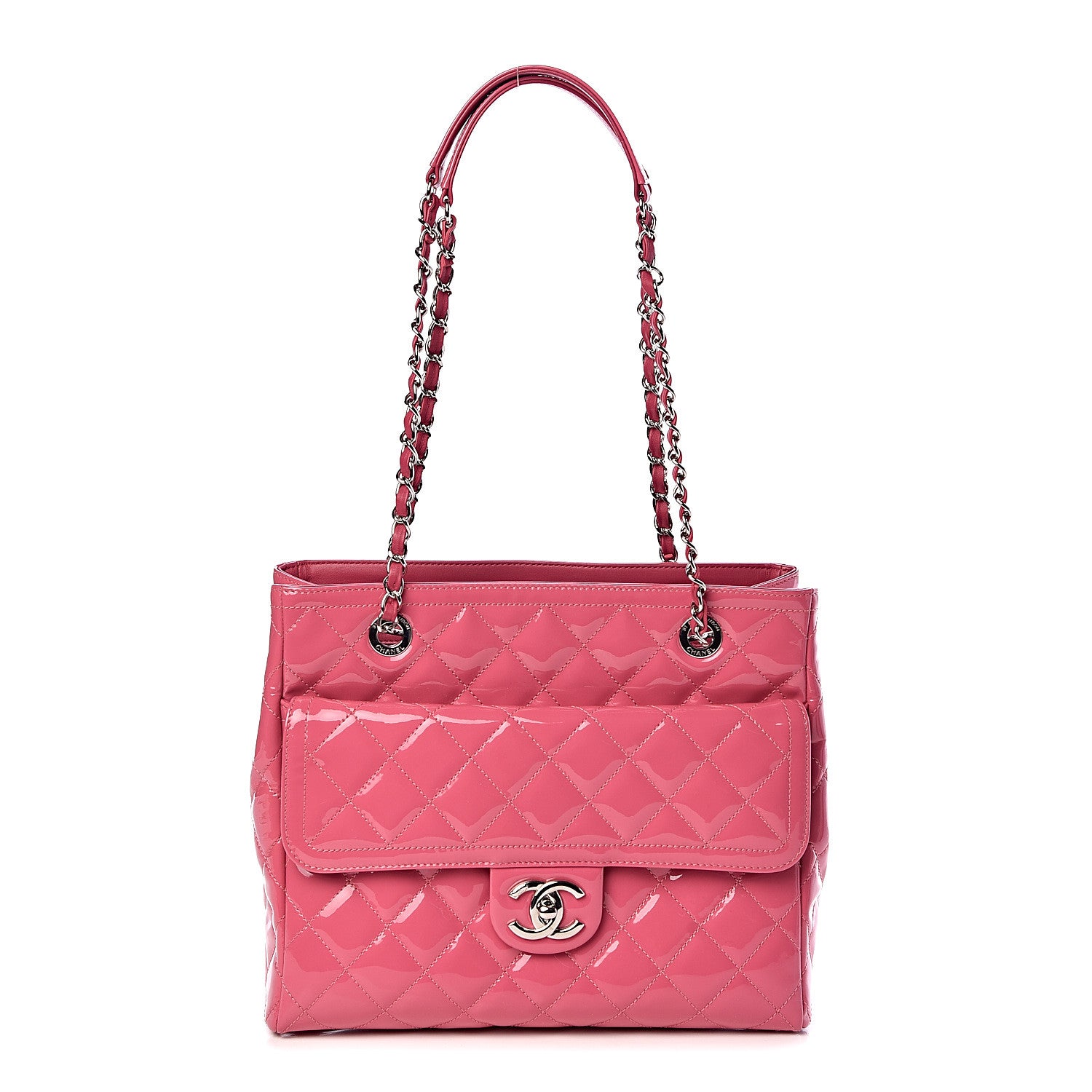 Chanel Patent Quilted Small Coco Shine Shopping Tote Pink 1 of 9