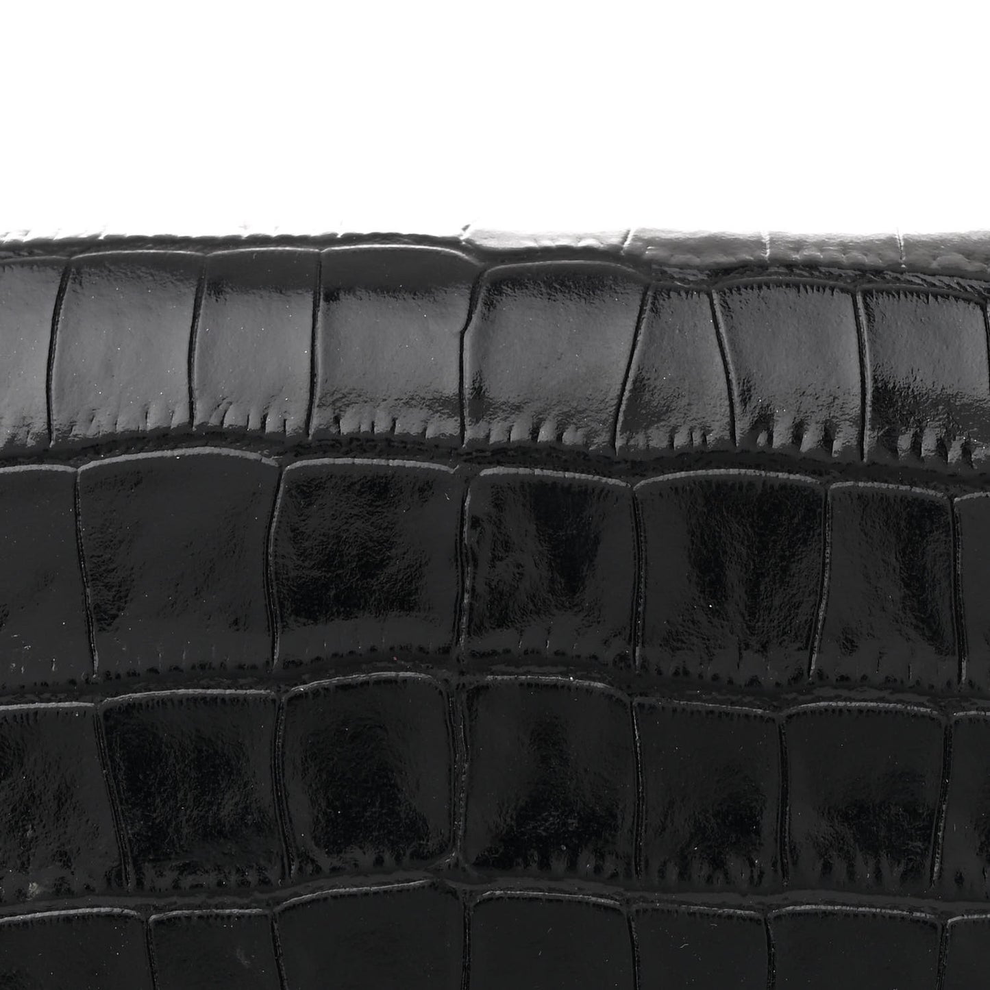 Calfskin Crocodile Embossed Palace Wallet On Chain Black