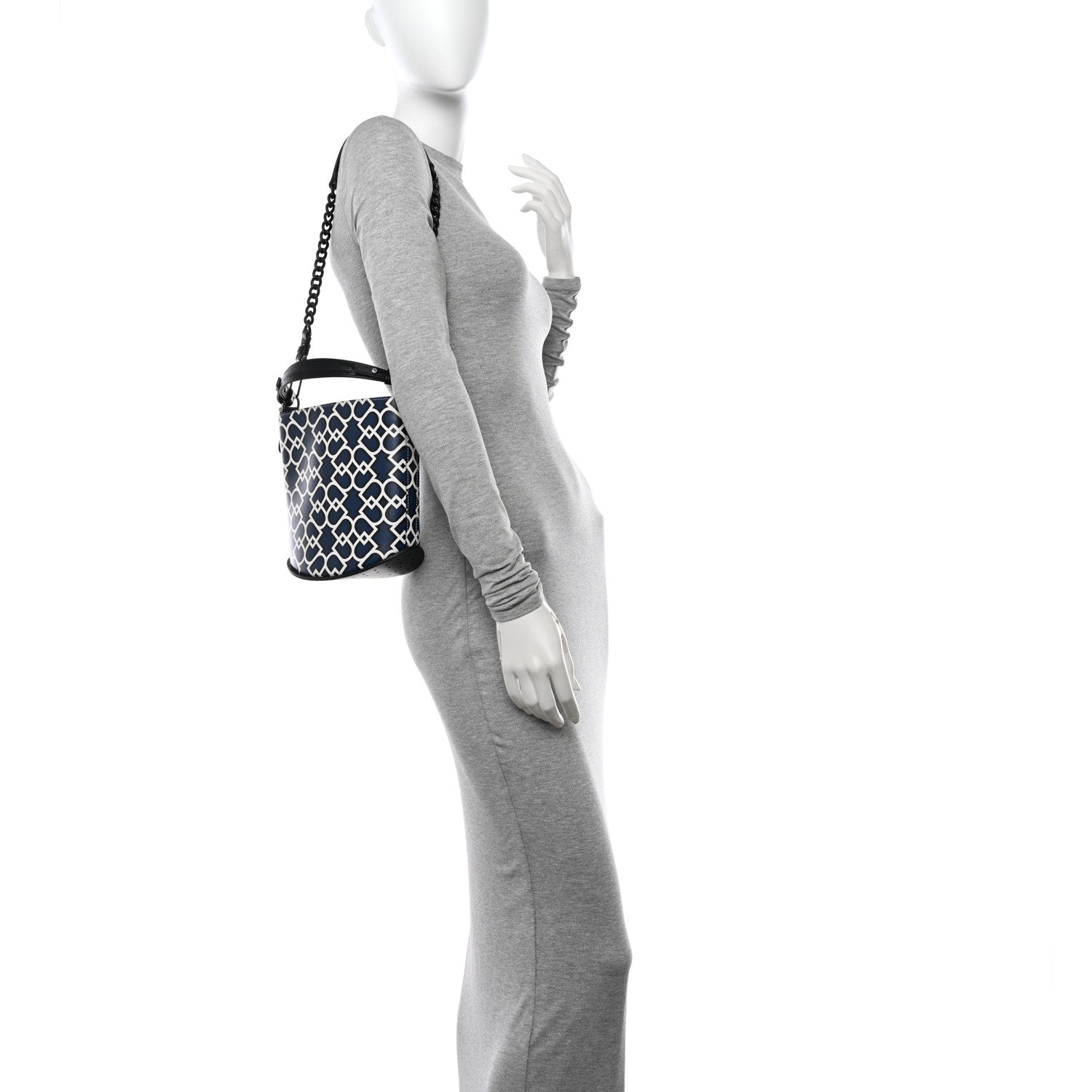 Delvaux Smooth Calfskin Print Mini Pin Bucket Navy Black 2 of 9