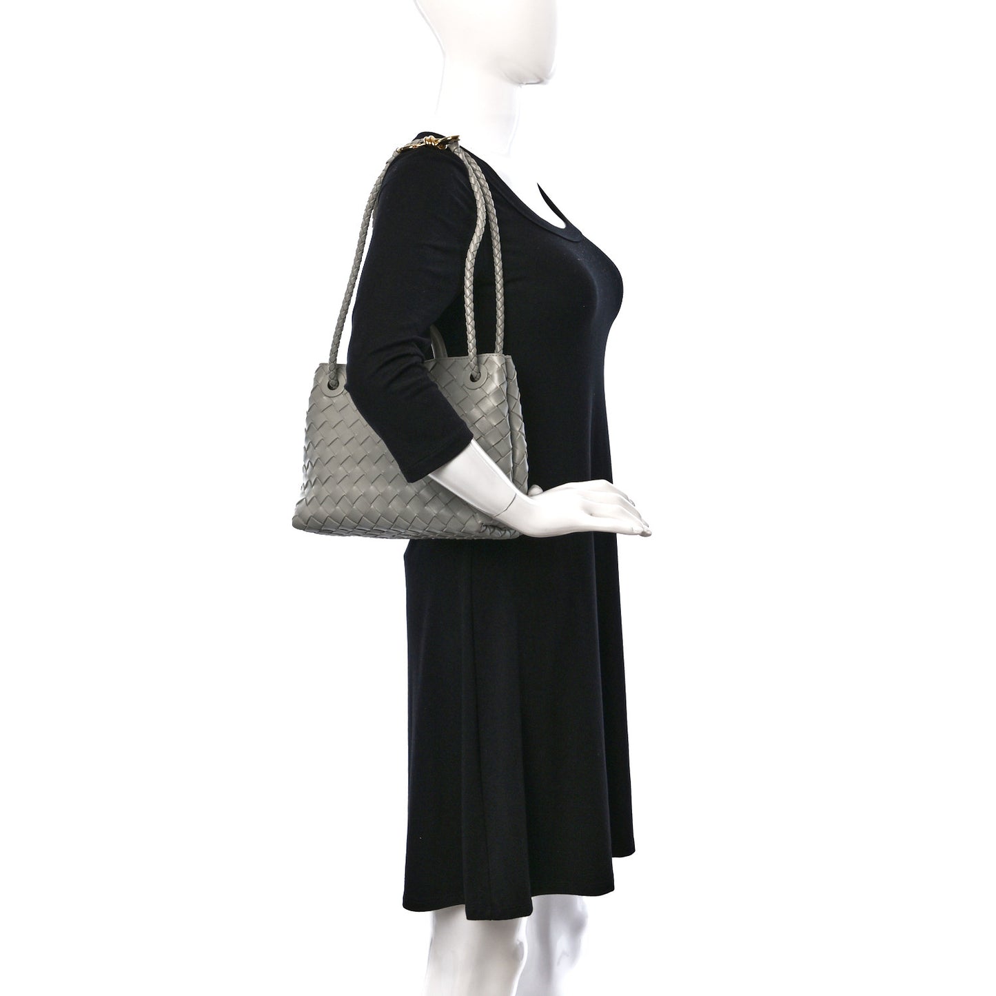 Nappa Intrecciato Small Andiamo Shoulder Bag Agate Grey