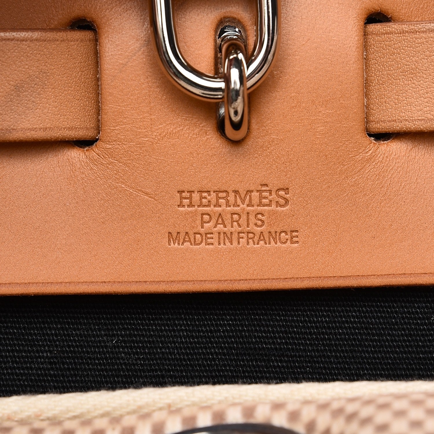 Hermes Toile Vache Calfskin Herbag 30 PM Black Natural 7 of 13