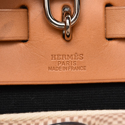 Hermes Toile Vache Calfskin Herbag 30 PM Black Natural 7 of 13