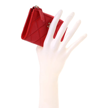 Chanel Caviar Quilted Zipped Key Holder Case Red 3 of 9