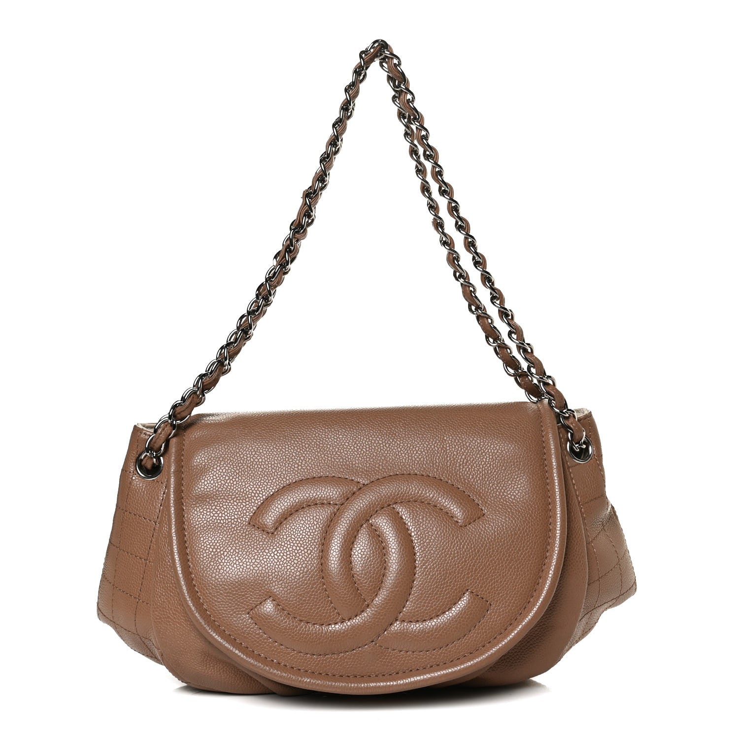 Chanel Caviar Large Half Moon Flap Dark Beige 1 of 14