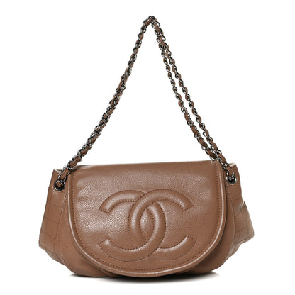 Chanel Caviar Large Half Moon Flap Dark Beige 1 of 14
