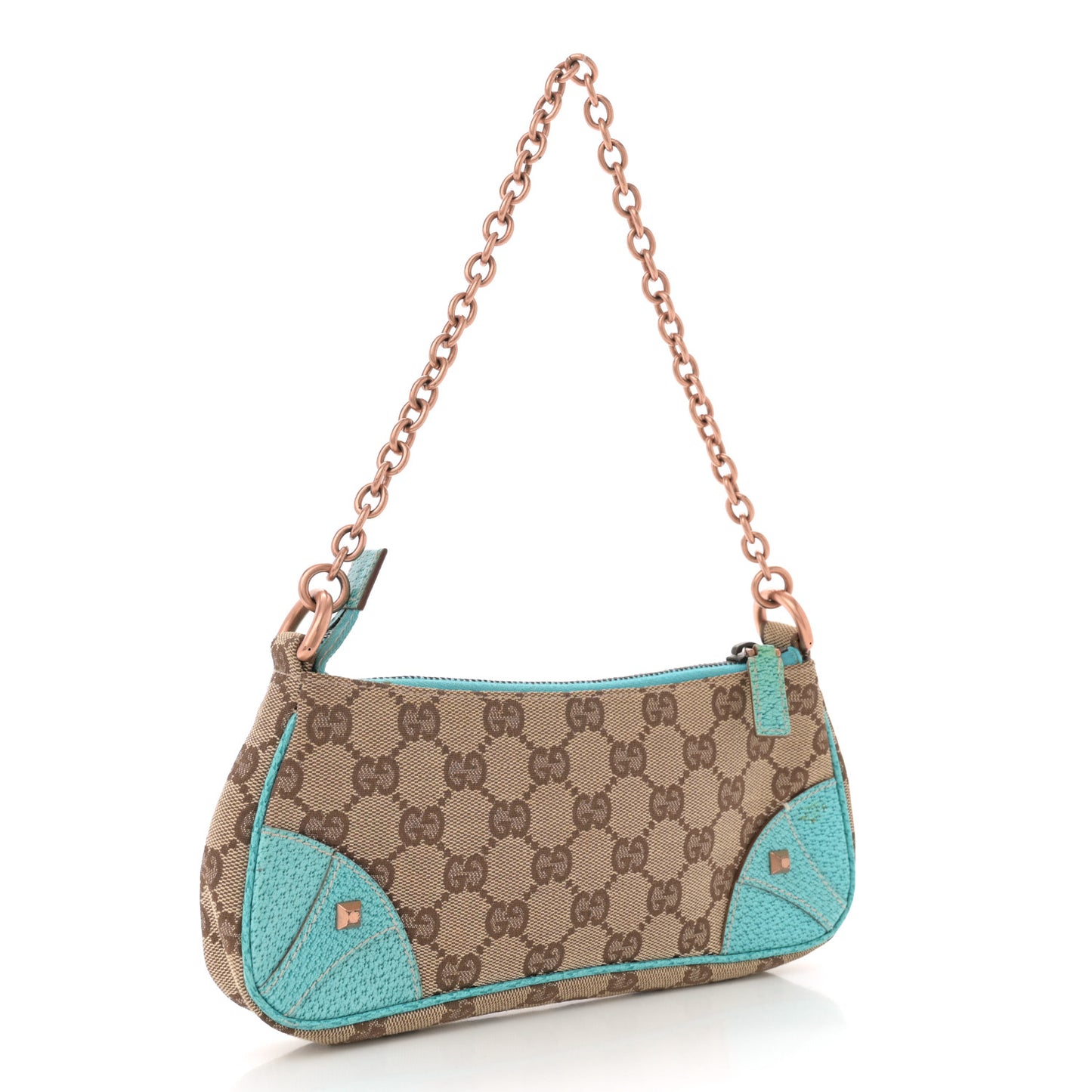 Monogram Horsebit Nail Chain Pochette Turquoise