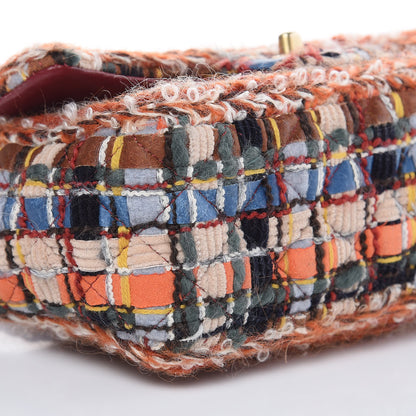 Chanel Tweed Quilted Mini Rectangular Flap Blue Orange Navy Beige 8 of 9