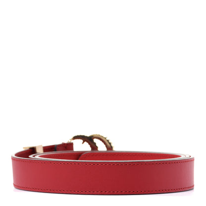 Gucci Moon Calfskin Torchon Double G 25mm Belt 105 42 Hibiscus Red 2 of 4