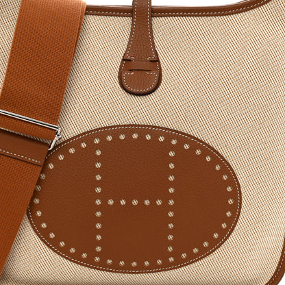 Hermes Toile Taurillon Clemence Evelyne PM Gold Ecru 8 of 10