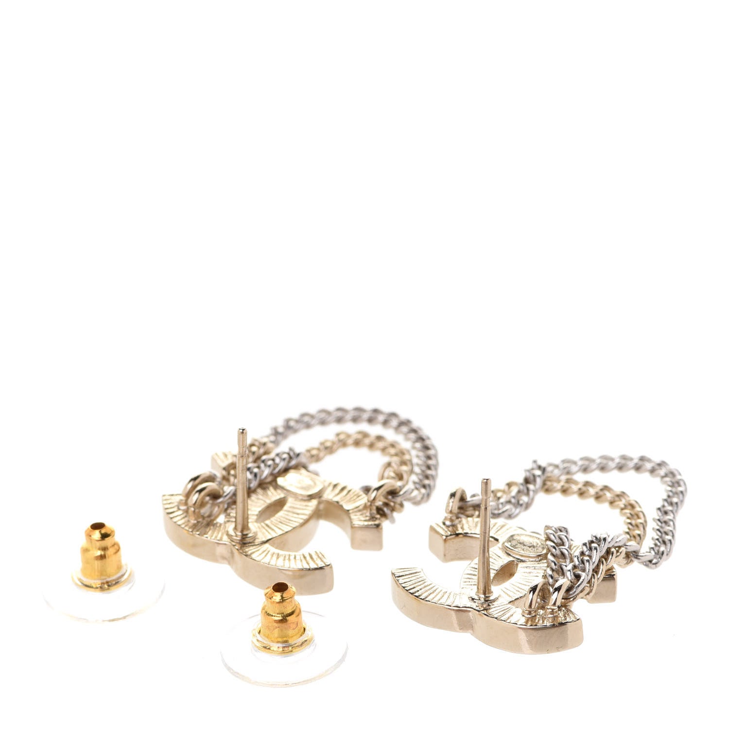 Chanel Crystal CC Earrings Gold 3 of 5