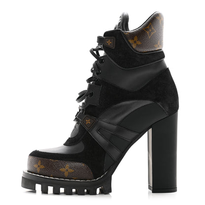 Louis Vuitton Suede Calfskin Monogram Star Trail Ankle Boots 38 Black 1 of 10