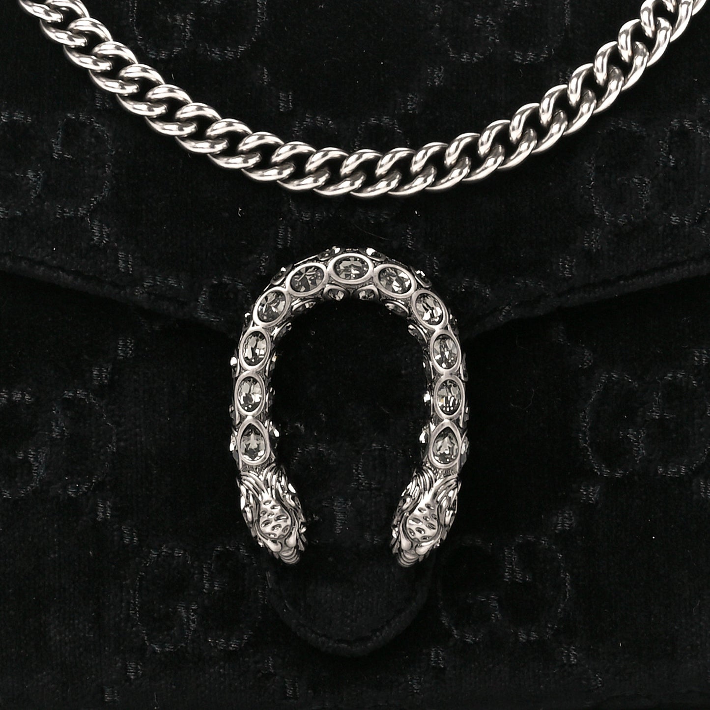 Velvet GG Monogram Mini Dionysus Chain Wallet Black