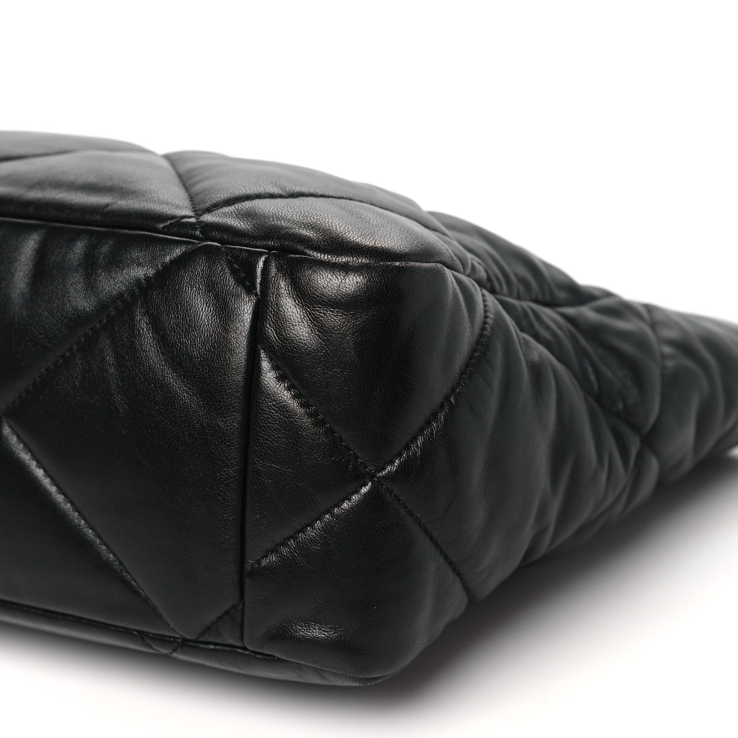 Chanel Lambskin Quilted Chanel 19 East West Shopping Bag Black