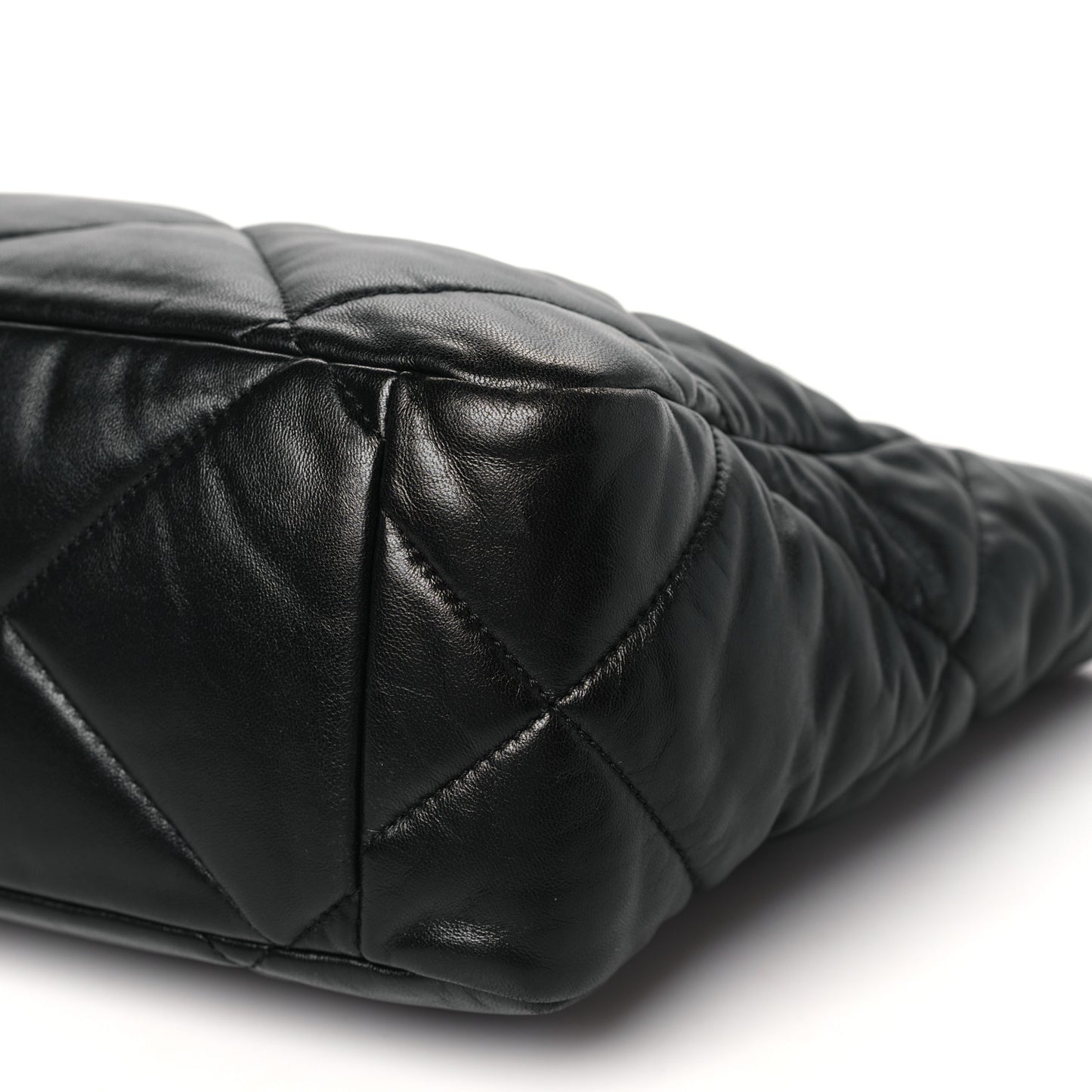 Lambskin Quilted Chanel 19 East West Shopping Bag Black