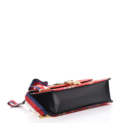 Gucci Jacquard Floral Small Sylvie Shoulder Bag Red Multicolor Black 5 of 9
