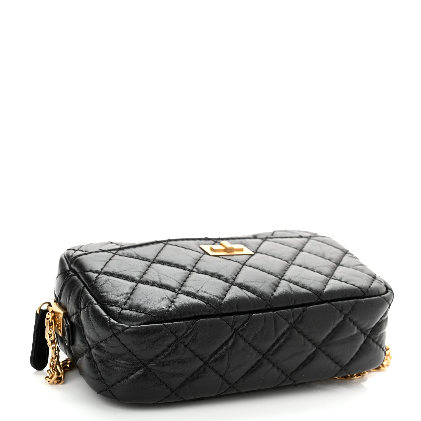 Aged Calfskin Quilted Mini Reissue Camera Case Black
