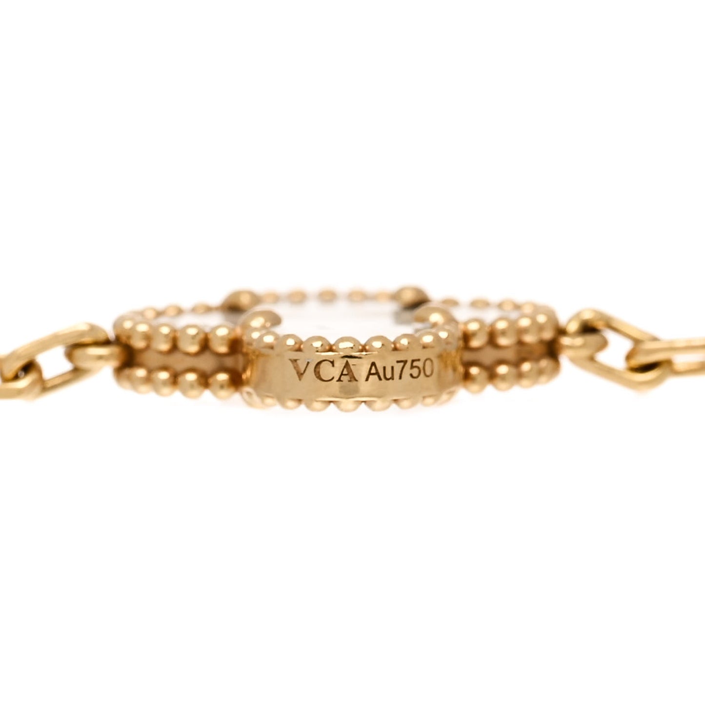 18K Yellow Gold Mother of Pearl 5 Motifs Vintage Alhambra Bracelet