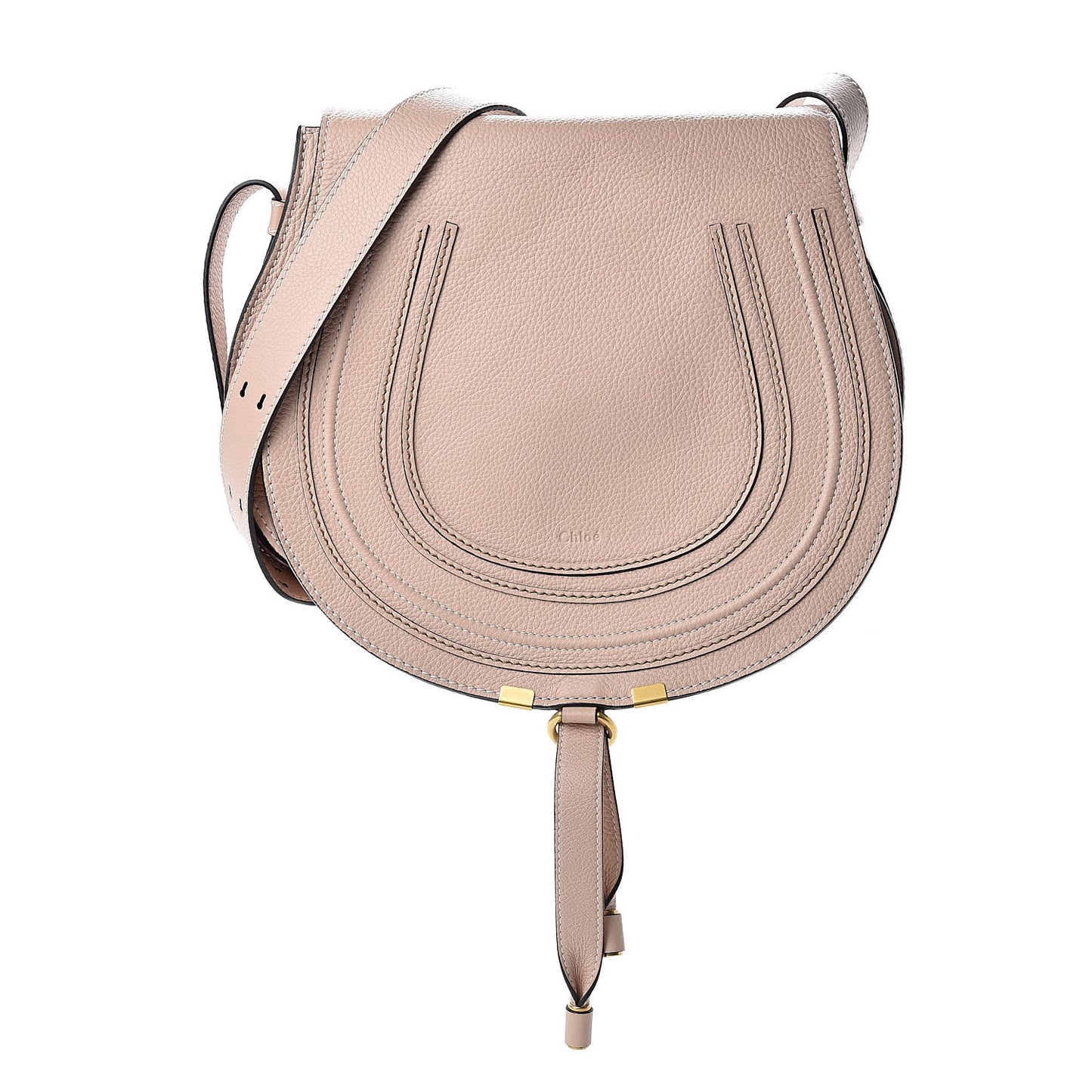 Calfskin Medium Marcie Round Crossbody Bag Blush Nude