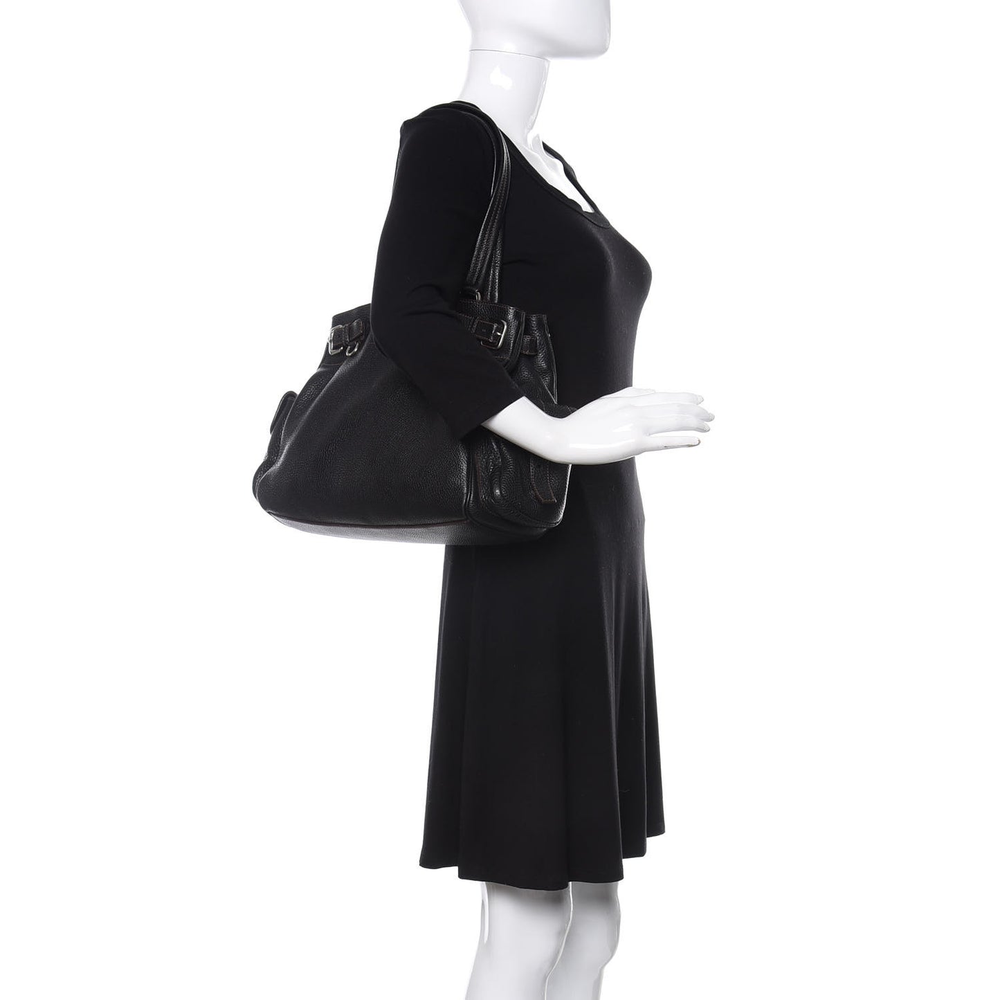 Vitello Daino Shopping Tote Black