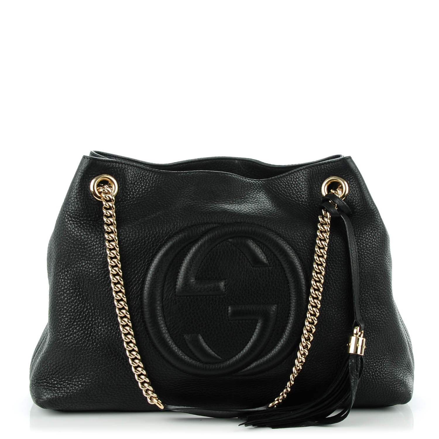 Gucci Pebbled Calfskin Medium Soho Chain Shoulder Bag Black 1 of 7