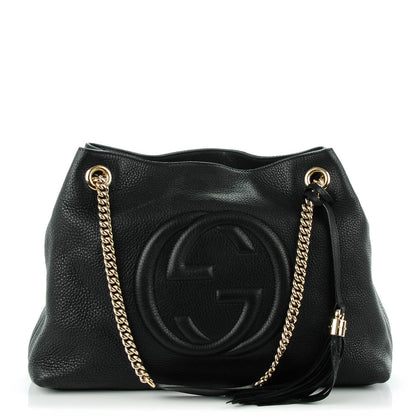 Gucci Pebbled Calfskin Medium Soho Chain Shoulder Bag Black 1 of 7
