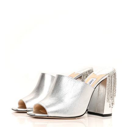 Jimmy Choo Metallic Nappa Baia 100 Mules 39.5 Silver 3 of 8