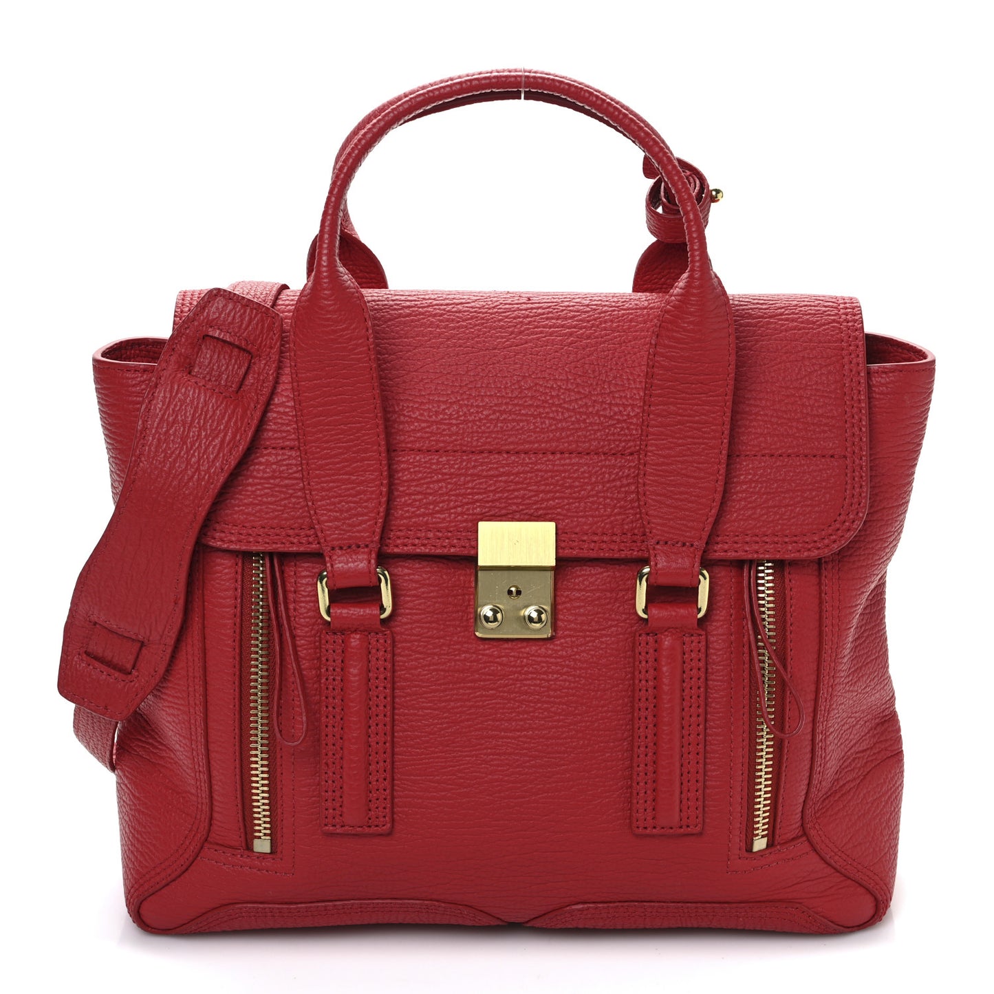Textured Calfskin Medium Pashli Satchel Red
