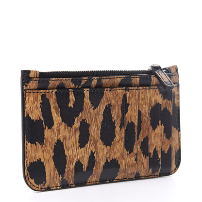 Balenciaga Calfskin Logo Leopard Print Cash Long Coin Card Holder Beige White 3 of 7