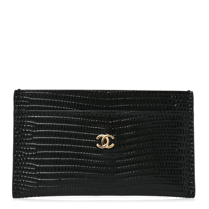 Chanel Lizard Embossed Card Holder Black 1 of 8