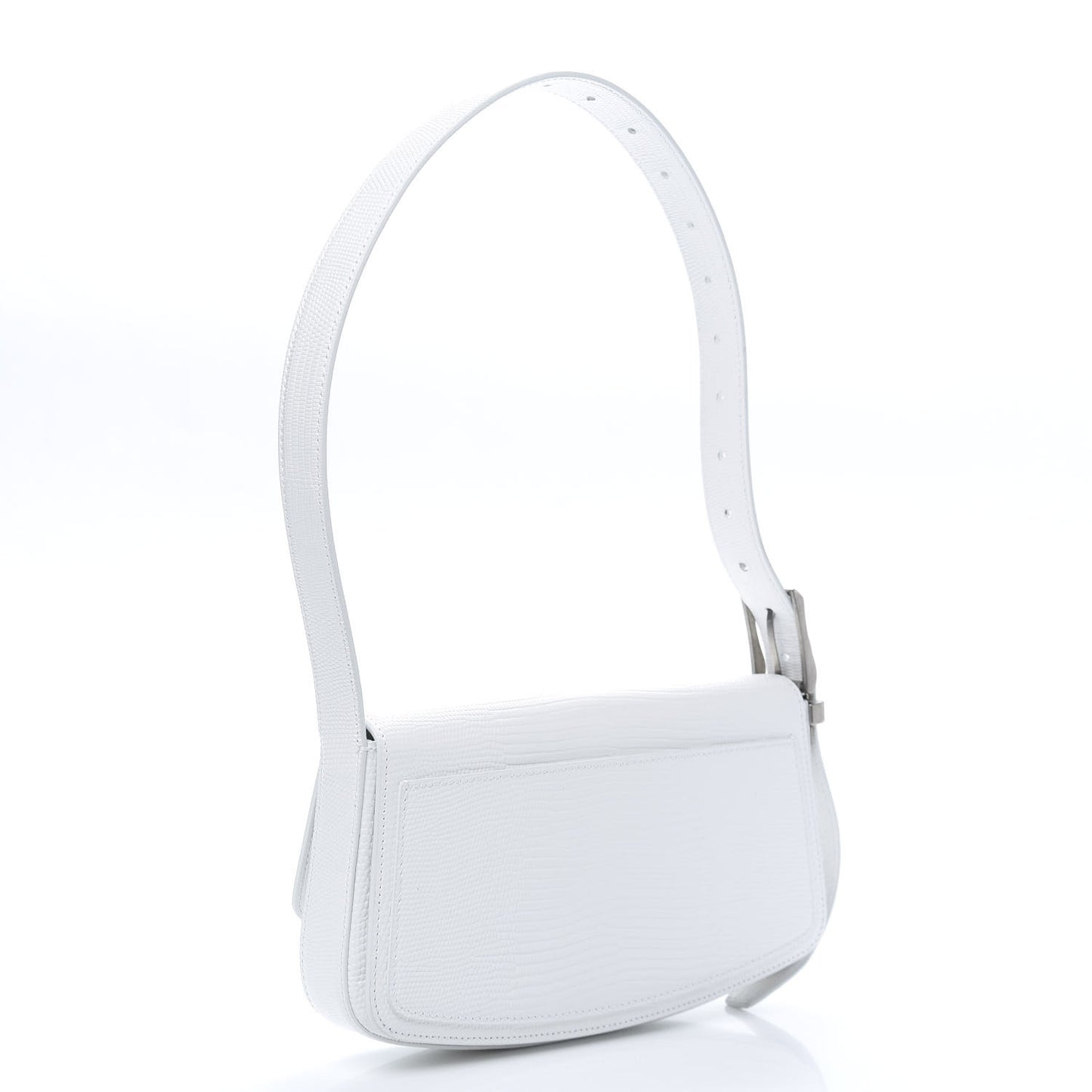 Patent Calfskin Lizard Embossed Ghost Sling Bag Optic White