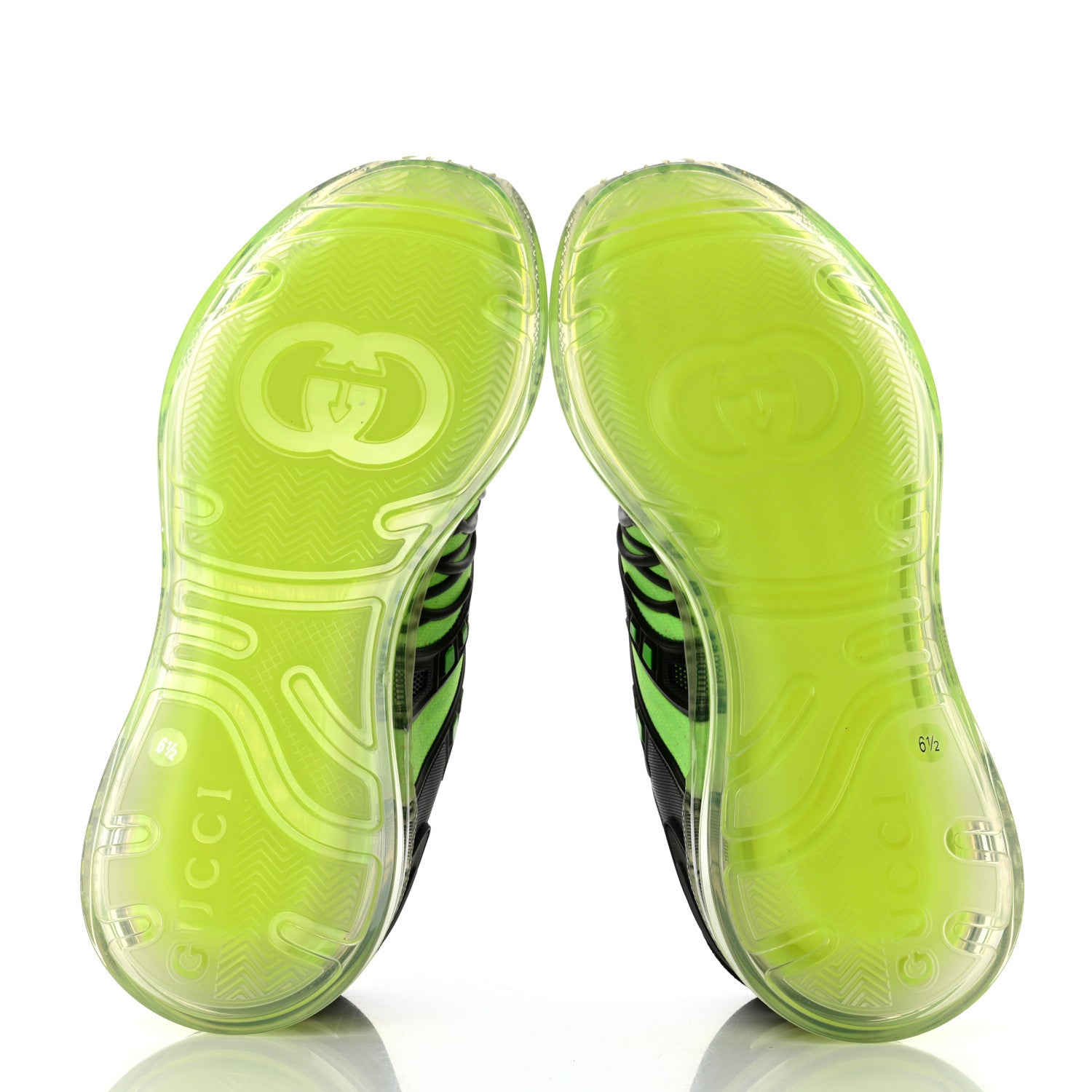 Gucci Rubber Mens Ultrapace R Mid Top Sneakers 6.5 Black Neon Green Yellow Fluo 5 of 8