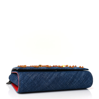 Christian Louboutin Denim Calfskin Patent Spikes Loubinthesky Paloma Clutch Blue 4 of 9