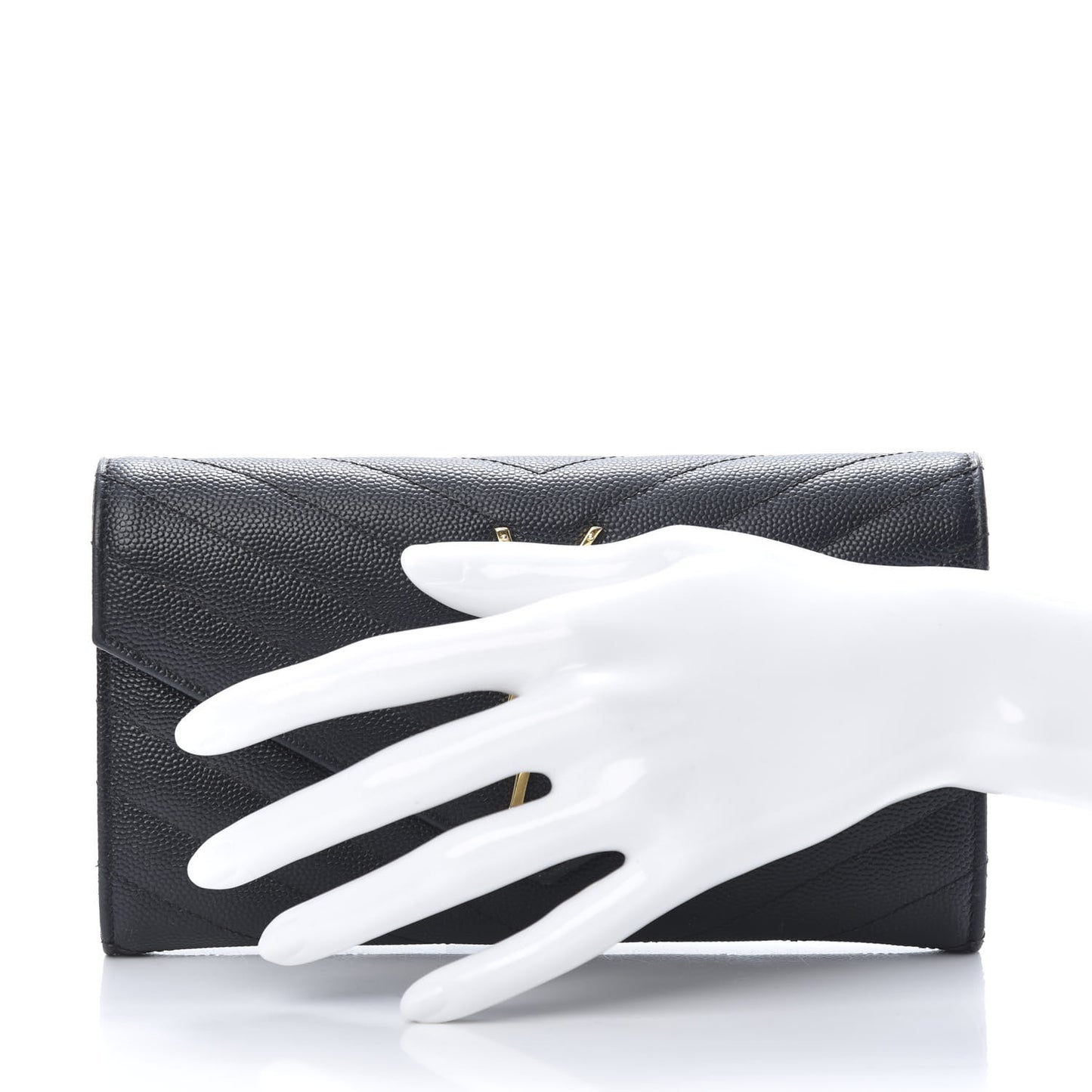 Grain De Poudre Matelasse Chevron Monogram Flap Wallet Black