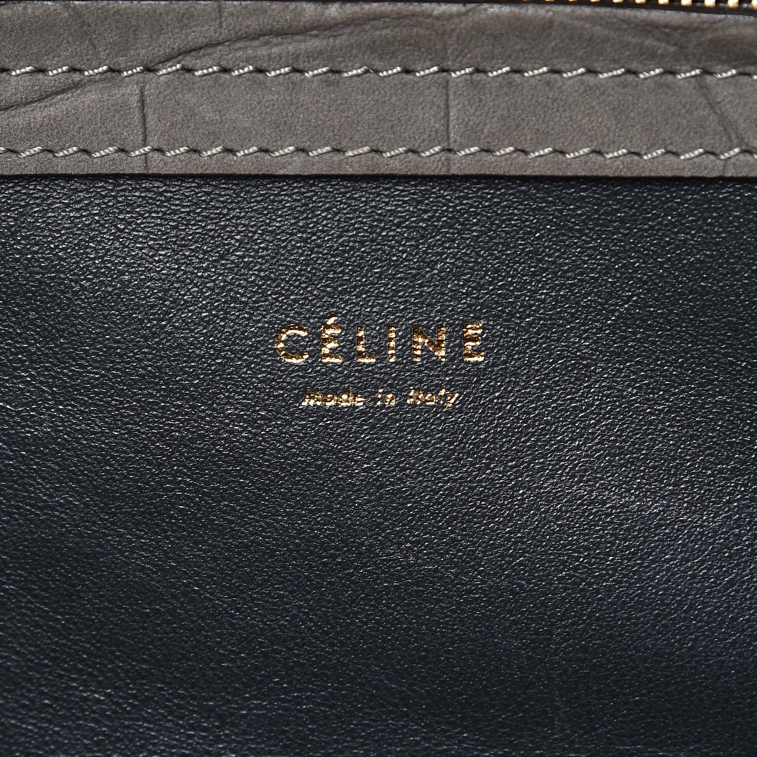 Celine Crocodile Embossed Nubuck Medium Phantom Luggage Grey 6 of 11