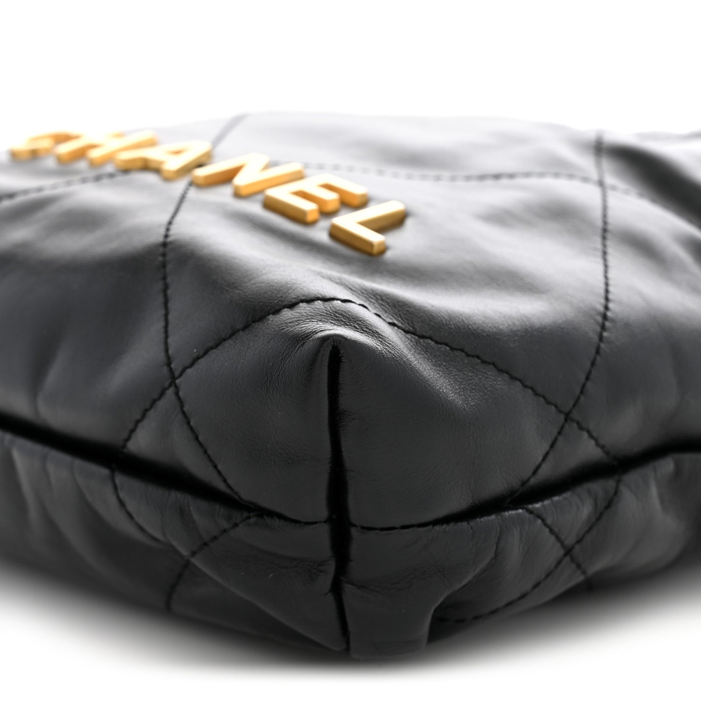 Shiny Calfskin Quilted Mini Chanel 22 Black