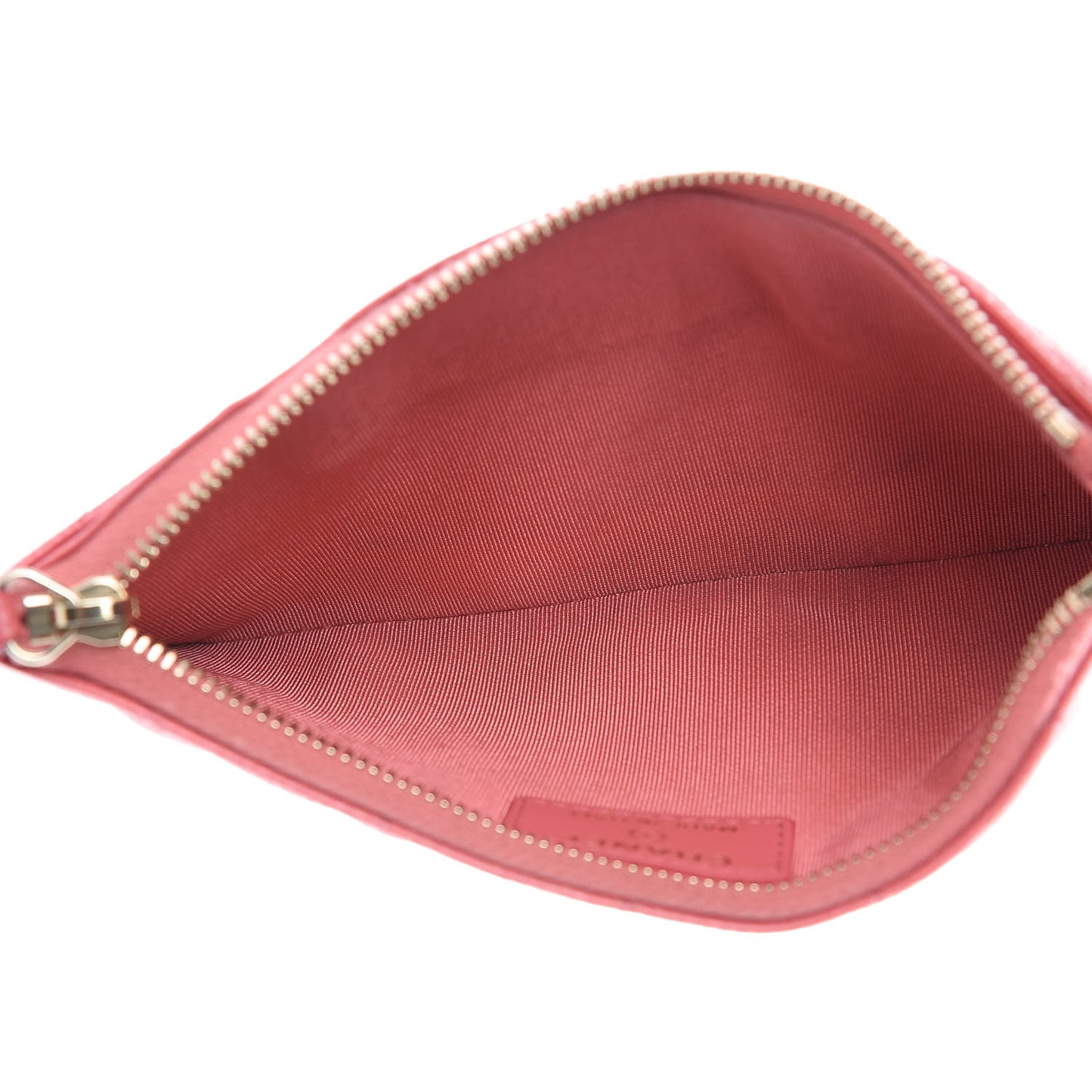 Iridescent Caviar Quilted Classic Zip Pouch Pink