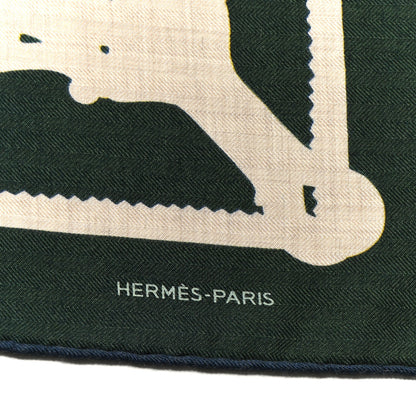Hermes Cashmere Silk Etrier Chromatique Scarf 100 Bleu Jaune Vert 2 of 4