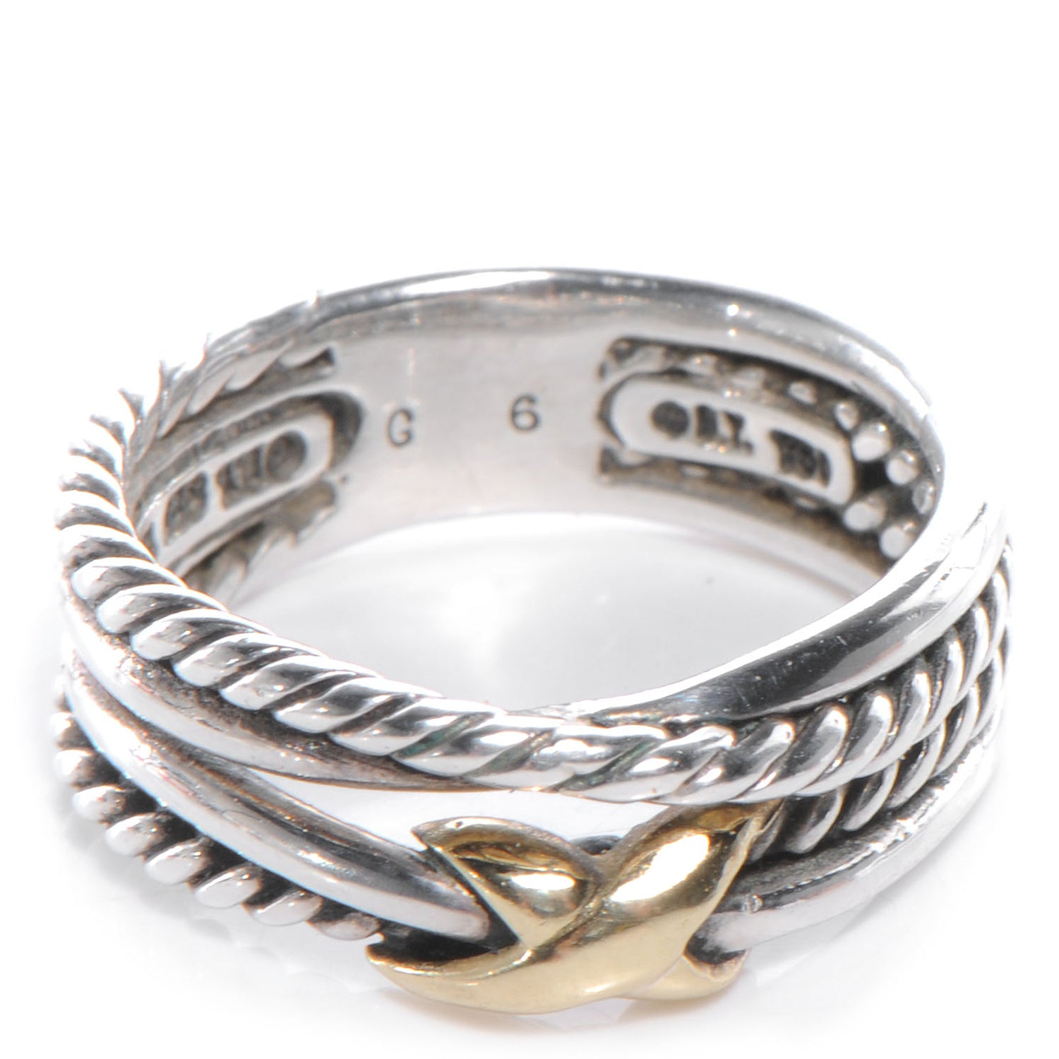 David Yurman Sterling Silver 18k Gold X Crossover Ring 6.5 1 of 4