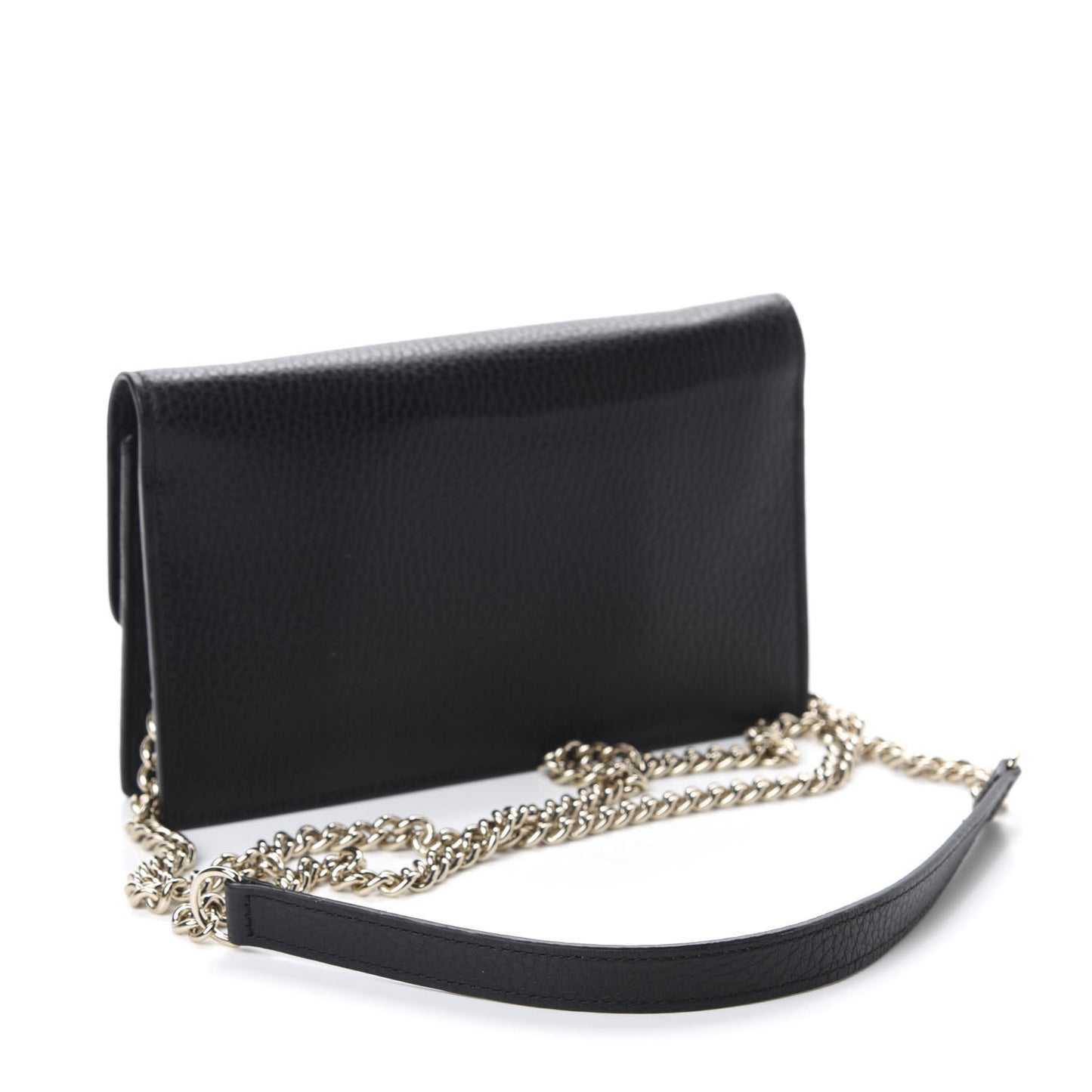 Dollar Calfskin Interlocking G Chain Wallet Black