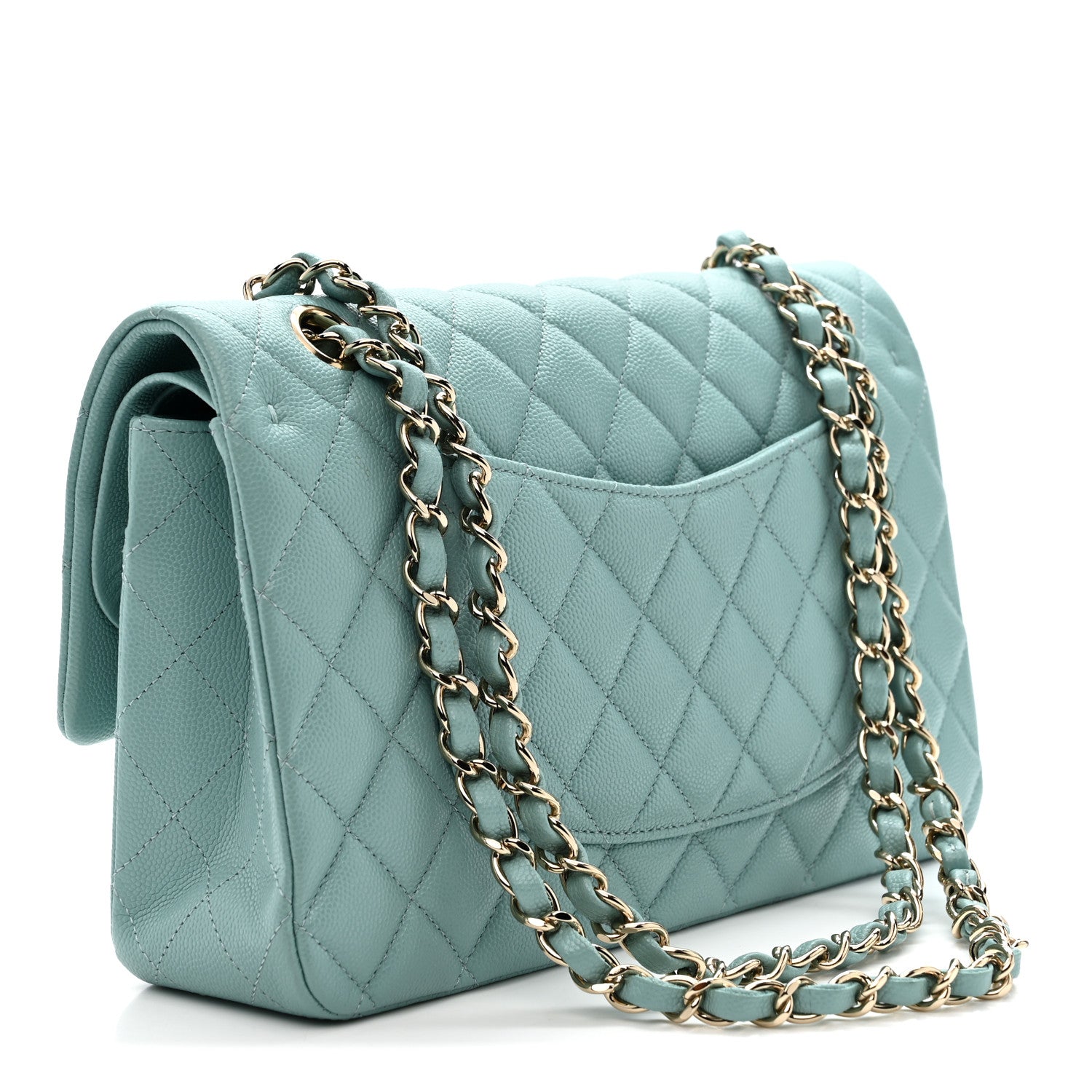 Chanel Caviar Quilted Medium Double Flap Light Blue 3 of 10