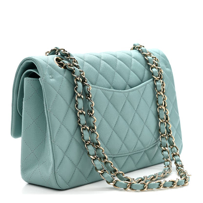 Chanel Caviar Quilted Medium Double Flap Light Blue 3 of 10