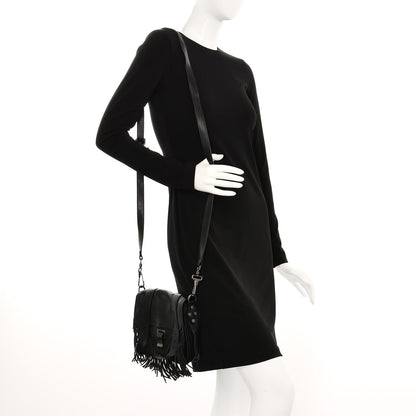 Proenza Schouler Lambskin Fringe PS1 Crossbody Pouch Black 2 of 8