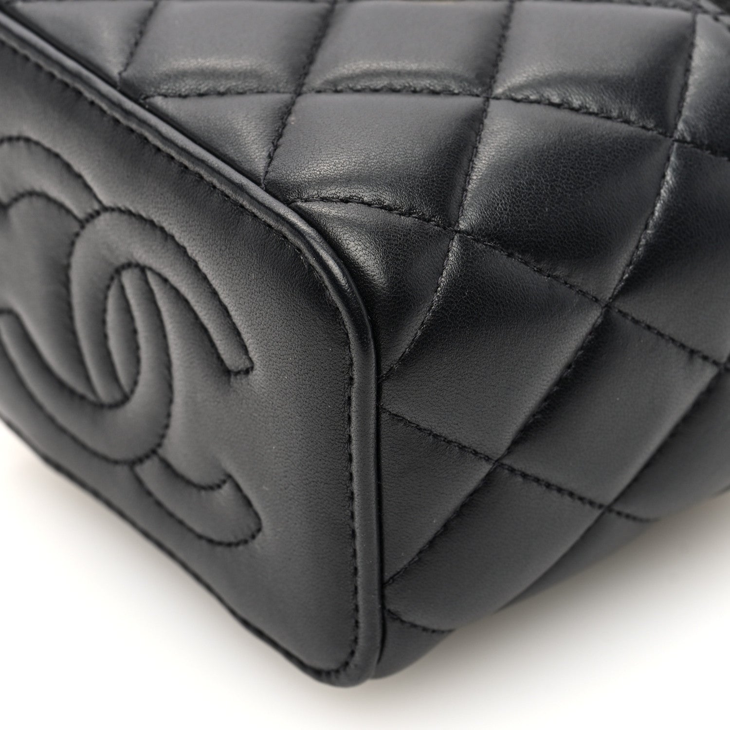 Chanel Lambskin Quilted Metal Mini Top Handle Vanity Case With Chain Black 10 of 10