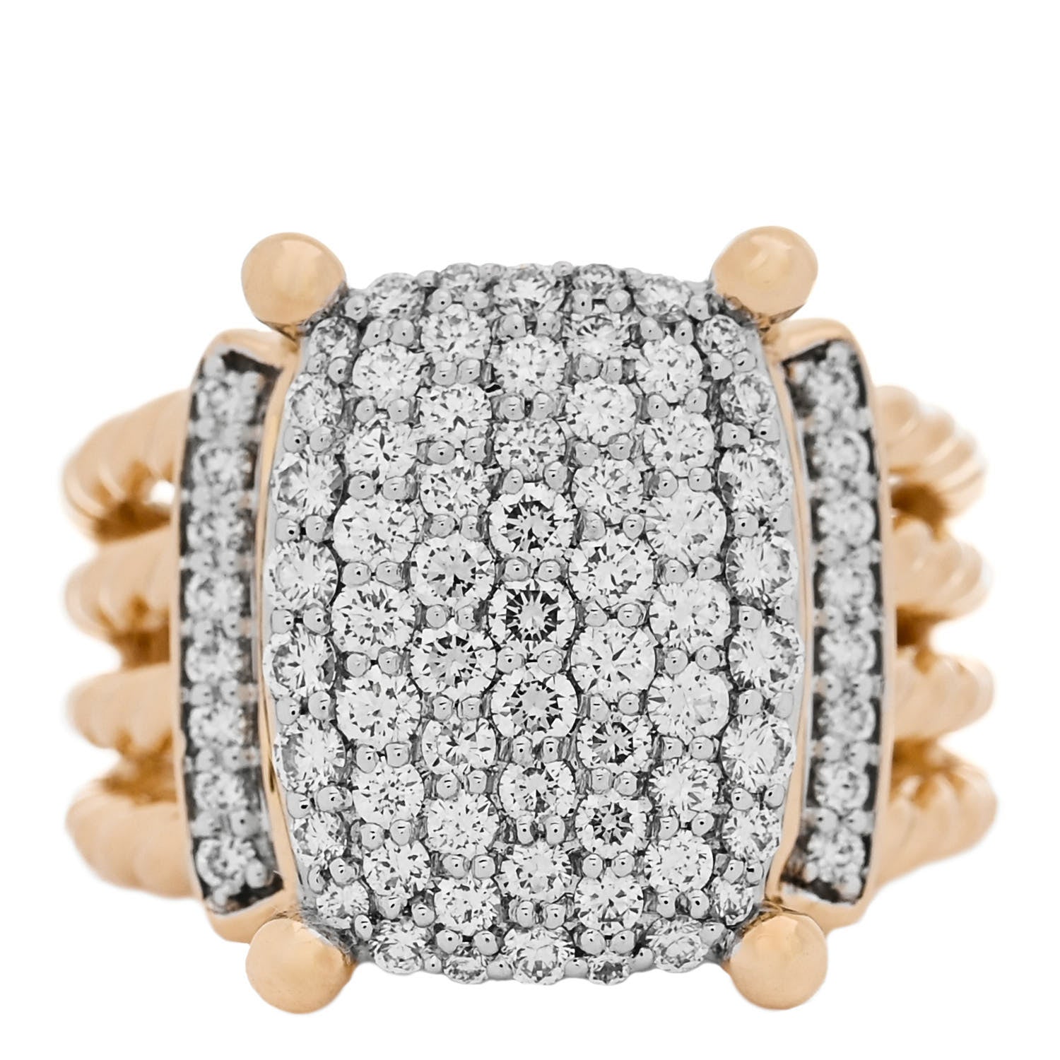 David Yurman 18K Yellow Gold Diamond 16mm Wheaton Ring 54 6.75 1 of 5
